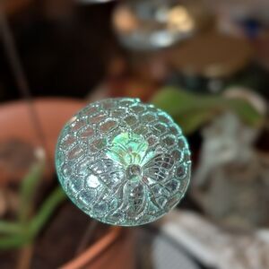 Vintage Aqua Glass Decorative Top Collectible Hatpin